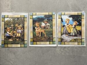Vintage MJ Hummel, Stained Glass Style Suncatcher Panels.Spring / Summer/Autumn